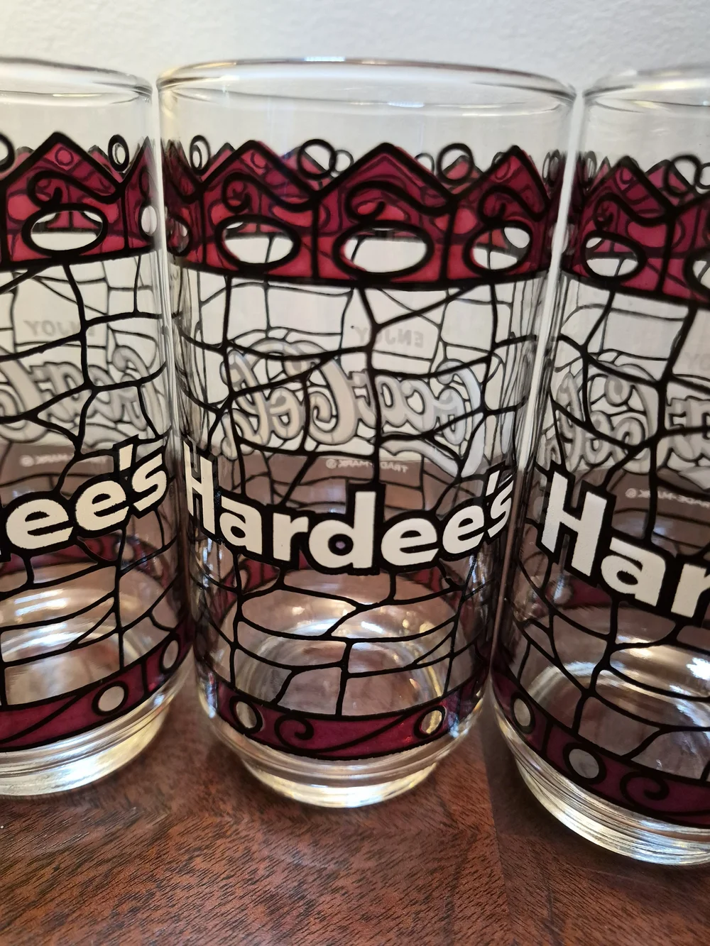Vintage Coca Cola Clear Glasses with‎ Hardees On Side And Coca Cola  - Set of 4